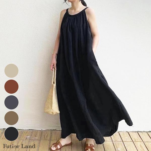ワンピース キャミワンピース ロングワンピース ロング丈 キャミソール オーバーシルエット ボリューム 韓国 ファッション タックボリュームキャミ ワンピース フューティアランド 通販 Yahoo ショッピング