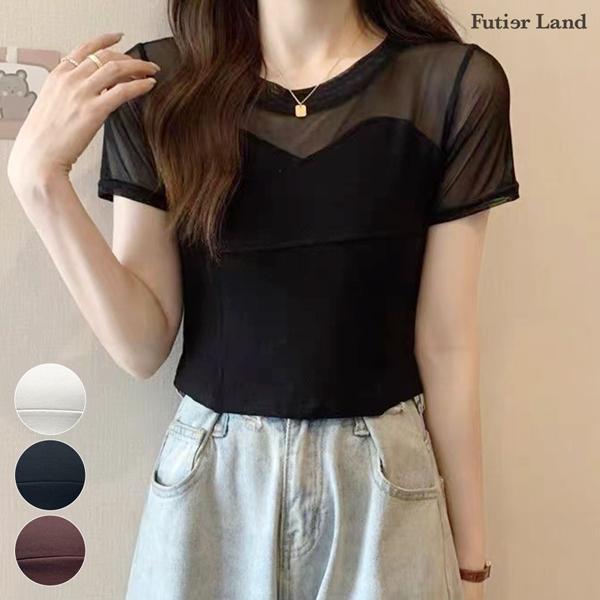 トップス 半袖 シースルー シンプル カジュアル ショート丈 韓国 ファッション デコルテシースルートップス フューティアランド 通販 Yahoo ショッピング