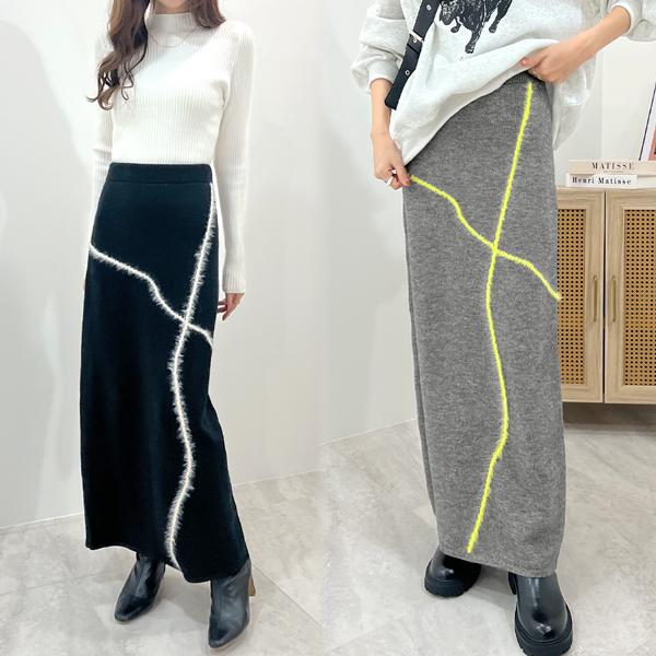 Futier Land（フューティアランド） スカート ライン フェザー ニット