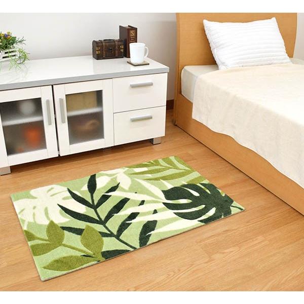 玄関マット 45×75cm 室内 ウォッシャブル インテリアマット モンステラ ハワイアン GMAMONSTERA布団と枕 こだわり安眠