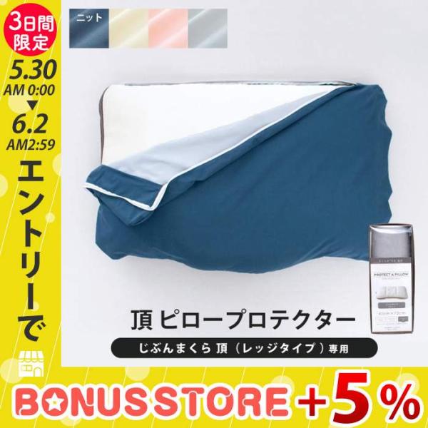 【ほぼ新品】じぶんまくら 頂シリーズ カーブタイプ＋専用カバー（ネイビー） じぶんまくら 頂 ピロープロテクター 45×72cm 枕カバー 防水 防ダニ 透