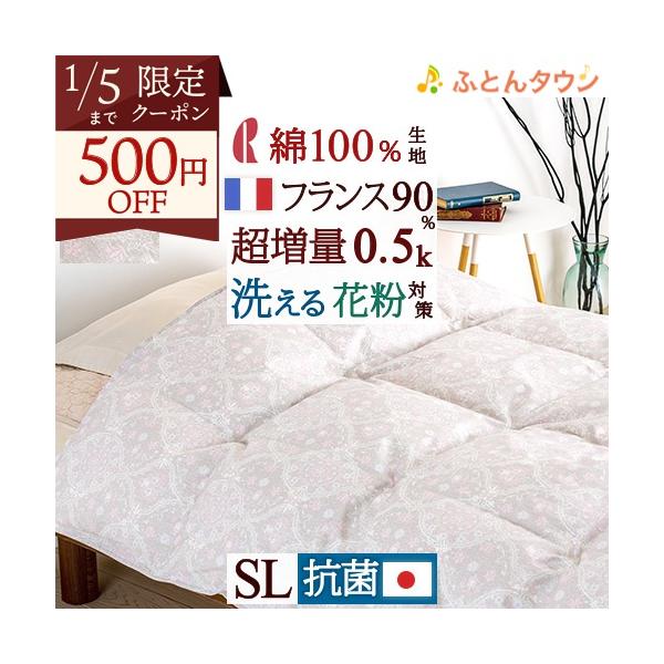 ロマンス小杉 爆買 羽毛肌掛け布団 シングル フランス産ダウン90