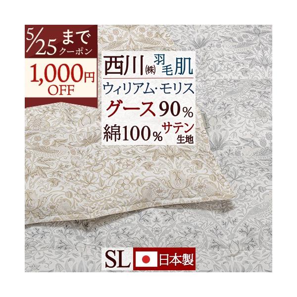 新品未使用　西川　ウィリアムモリス羽毛肌掛けふとん150×210布団　いちご泥棒 西川（nishikawa） 羽毛肌掛け布団 ウィリアムモリス いちご泥棒