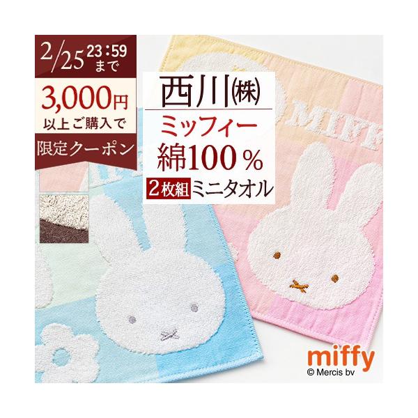 西川（nishikawa） 2枚組 ミッフィー ミニタオル 25×25cm リビング