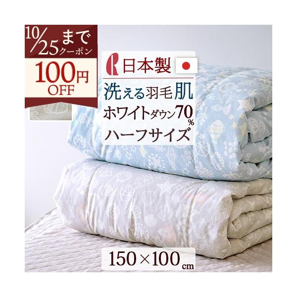 爆買 羽毛肌掛け布団 ハーフ 150×100cm ダウンケット ロマンス小杉 日本製 肌掛け布団 夏用 洗える ホワイトダウン70％ ダニプルーフ 薄手 ハーフケット ひざ掛