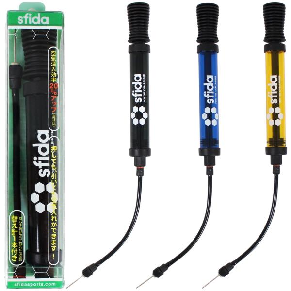 ・押しても引いても空気の入るダブルアクション仕様。交換用の針1本付き。・フットサル/サッカー・空気入れ/ハンドポンプ・スフィーダ SFIDA・クリアポンプ SH-22O02・素材 PA6（ナイロン）・サイズ フリーサイズ