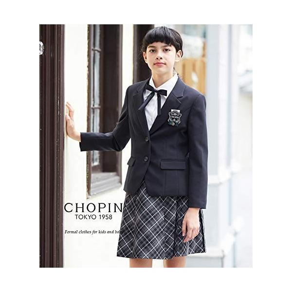 Chopin ショパン 卒業式 小学生 女の子 チェックスカートのブレザースーツセット 8001 2510 グレー2 ジャケット ネイ Ypt Or Id