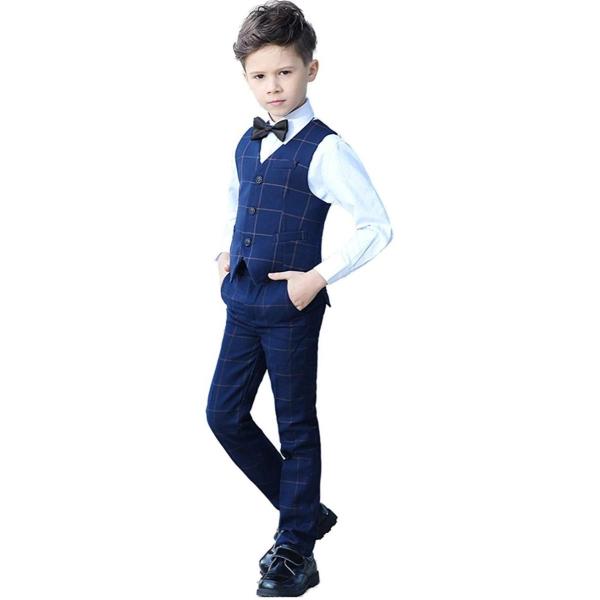 Yuanluボーイズフォーマルスーツ 子供用スーツセット 子供服 男の子 子供正装 ジャケット シャツ ベスト ネクタイ 5点セット 入学式 Inter Nusa Id