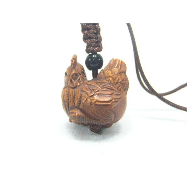 開運根付 木彫りの干支根付[酉（とり、鶏）] 190208-5 風水天珠堂