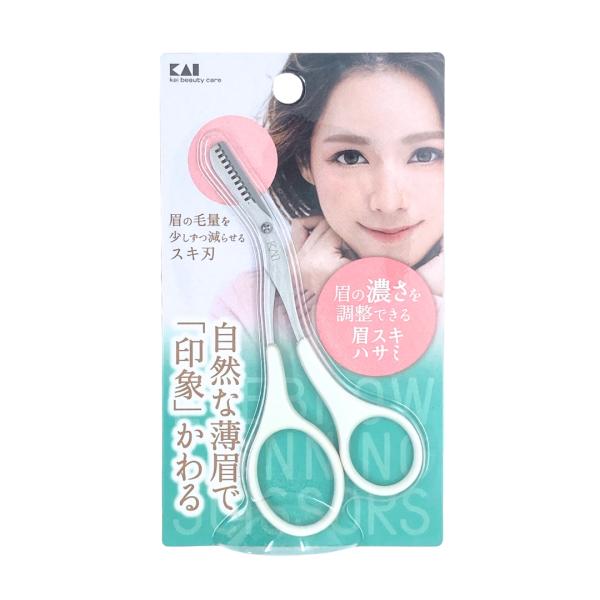 マユ毛用のスキバサミです。マユの毛量を少しずつ減らし自然な薄眉を作ることができます。サビにくいステンレス製です。本体サイズ：110 x 50 x 6mm重量：10g