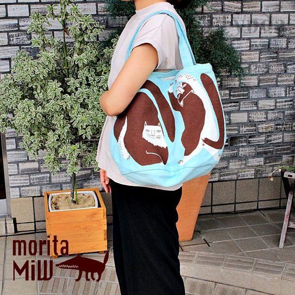 moritaMiW トートバッグ 森田 MiW ウ ネコ ウサギ コットン マチ有