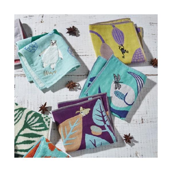 moritaMiW ガーゼ ハンカチ カイコ カエル カゲロウ 動物 生き物 虫