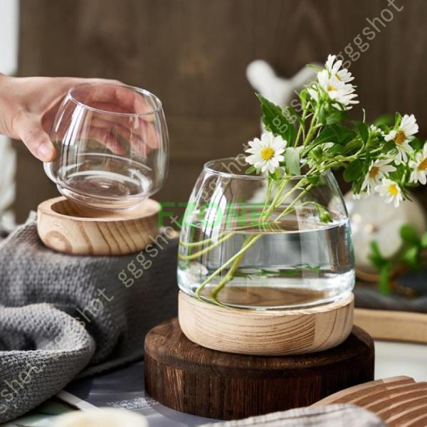 フラワーベース 花瓶 大きな口 ガラスベース シンプル おしゃれ 置物 北欧 花器 インテリア雑貨 インテリア フラワー ベース 一輪挿し ドライ フラワー ガラス
