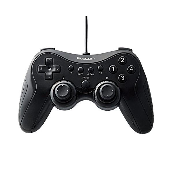 エレコム ゲームパッド 高耐久ボタン(日本メーカー製)採用 300万回耐久試験クリア 12ボタン 振動・連射機能搭載 ブラック JC-FU2912FBK