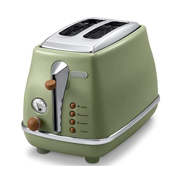 De'Longhi (デロンギ) ポップアップトースター アイコナ・ヴィンテージ CTOV2003J-GR トースト 食パン 片面焼き可能 4~10枚切り 焼き目調整6段階 埃