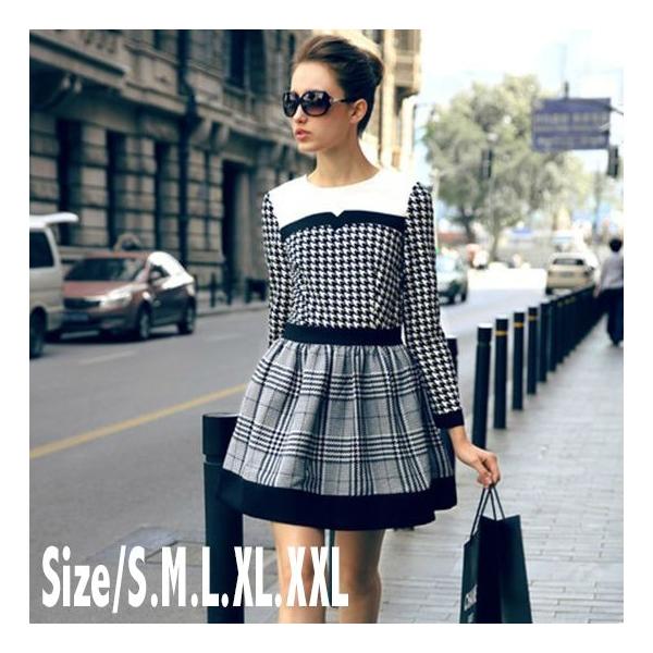 ａラインワンピースチェック柄切り替え 千鳥格子カジュアル ワンピースレディース Buyee Servis Zakupok Tretim Licom Buyee Pokupajte Iz Yaponii