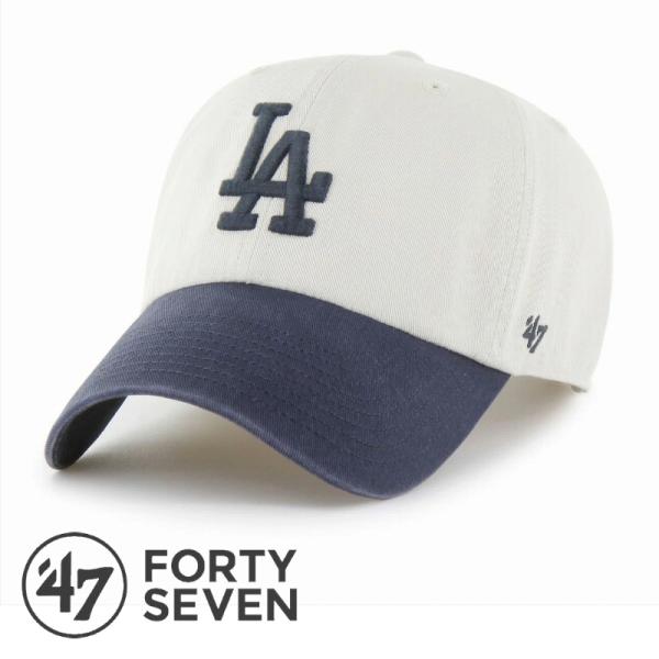 ドジャース キャップ 野球 MLB '47 帽子 ストリート スポーツ フォーティーセブン Dodgers Grand Stand '47 CLEAN UP Bone × Vintage Navy