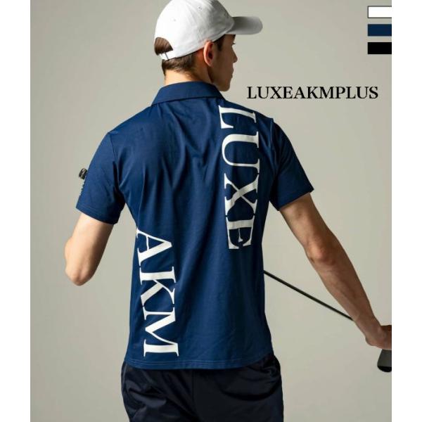 バックロゴ半袖ポロシャツ メンズ スポーツ カジュアル LUXEAKMPLUS 男性 ゴルフ GOLF 運動 リュクスエイケイエムプラス