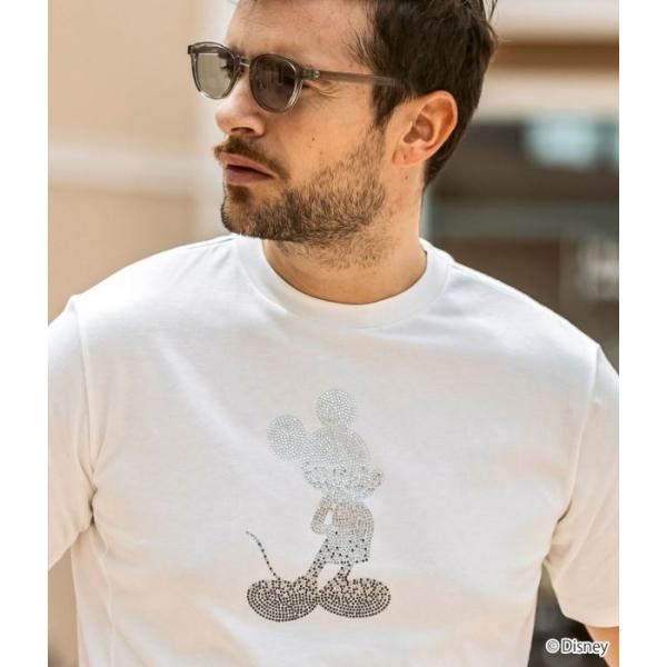 1PIU1UGUALE3 RELAX ウノピゥウノウグァーレトレ リラックス 【ミッキーマウス】グラデーションラインストーンTシャツ メンズ 半袖 カットソー カジュアル