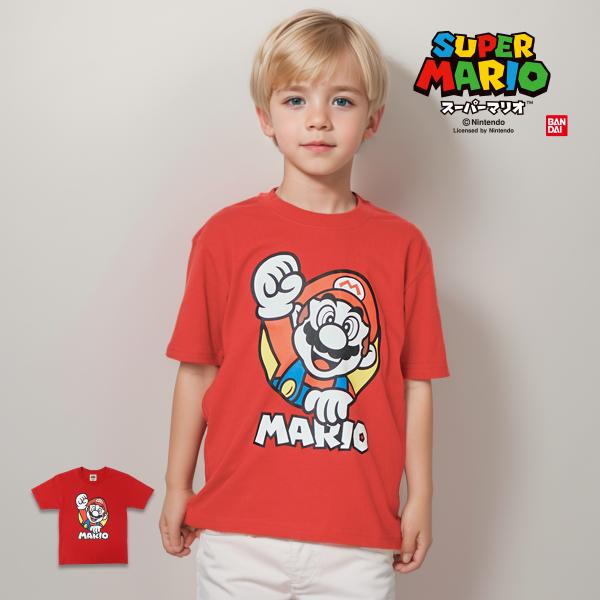 スーパーマリオ 子供服 キッズ Tシャツ KIDS マリオ フェイス レッド 赤 半袖 男の子 女の子 110 120 130 140