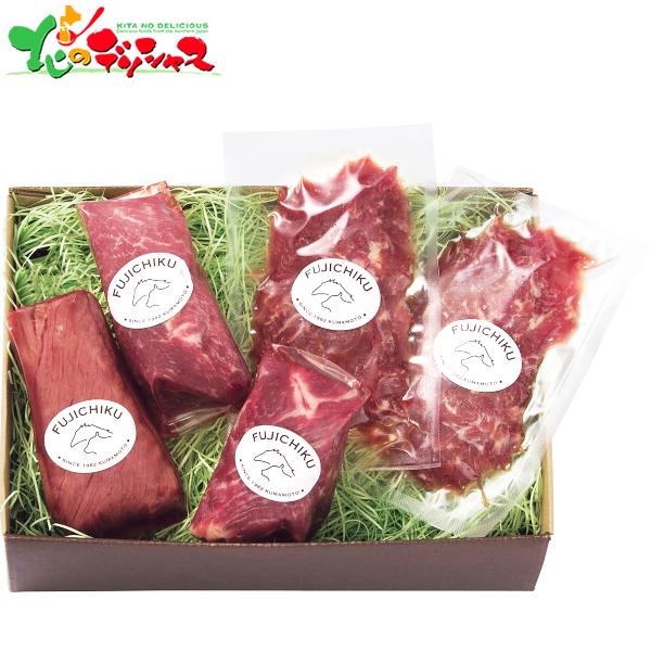 ■スマートフォンでは商品説明に文字数制限があるため、詳しい詳細は必ずパソコン表示で商品説明のご確認をお願い致します！■商品名:フジチク ふじ馬刺し詰合せ【雅】■商品内容:ふじ馬刺したたき・ロース・上赤身各80g、ふじ馬刺しユッケ50g×2 ...