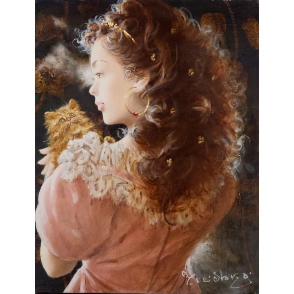 日高康志油絵【優】 金色フレーム SMサイズ 日高康志油絵【優】 金色フレーム SMサイズ