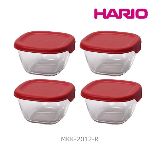 HARIO（ハリオ） 耐熱ミニ角小鉢 4個セット MKK-2012-R 赤 レッド 耐熱