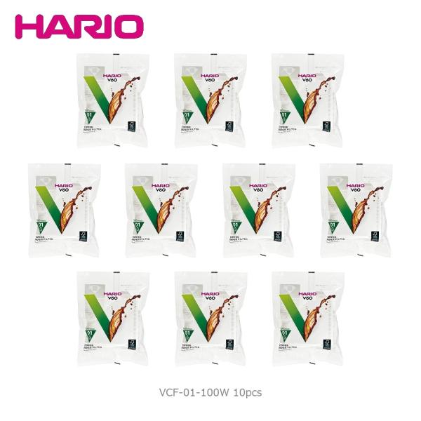 HARIO V60用 ペーパーフィルター 01W VCF-01-100W 白 100枚入（10袋）正規流通品 ※2023リニューアルパッケージ 【数量限定特別価格】