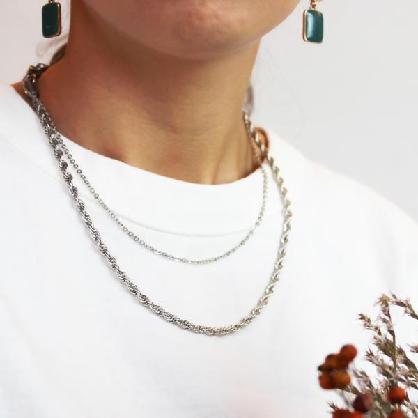 ネックレス チェーン ステンレス / 金属アレ対応 4mm フレンチロープ 35cm〜60cm 長さ1cm単位/ chain-0012 ジーラブ