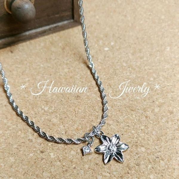 ネックレス ステンレス ハワイアンジュエリー 幸せを運ぶフラワー 花 flower ロープ  単品 1本 人気 プレゼント ジーラブ