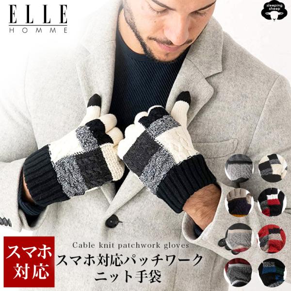 手袋 メンズ 男性 ブランド ELLE HOMME スマホ 対応 エル グローブ 裏地 ケース付 男性 大人 ケース付 ギフト プレゼント