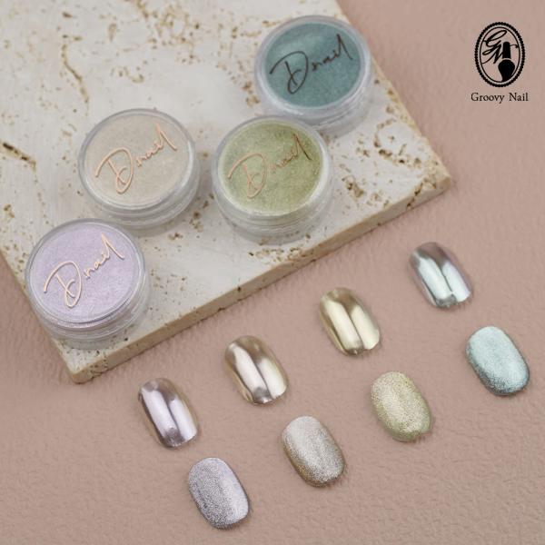 ポーチ付きパウダーネイル用品 D.nail ミラーマグパウダー 全4色 0.5g マグネット ミラーネイル