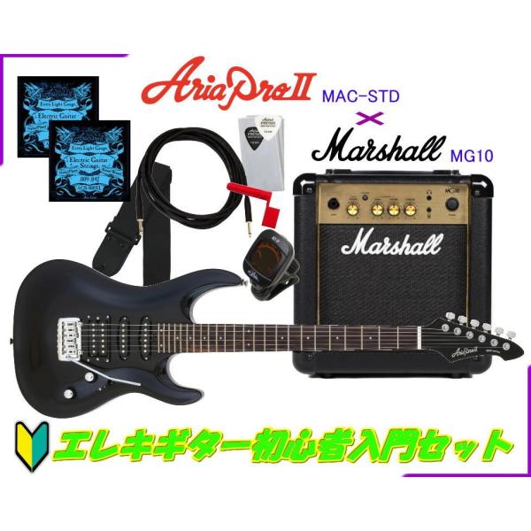 AriaProII MAC-STD （MBK/Metallic Black） ＋ Marshall MG10 エレキ