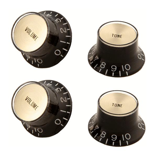 Gibson PRMK-020 Top Hat Style Knobs BLACK / GOLD METAL
