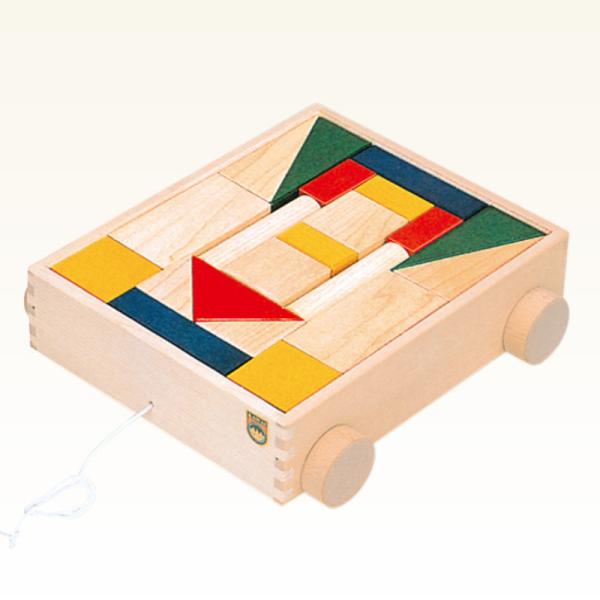 KAWAI カワイ 抗菌カラー引き車つみき 4701 知育玩具 おもちゃ 木製