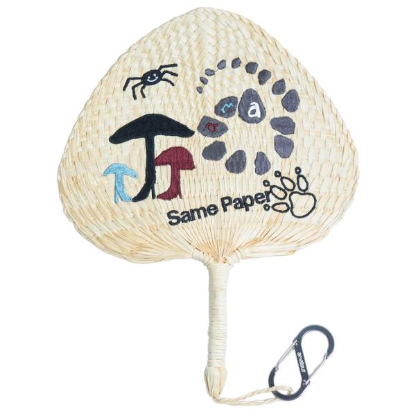 【Same Paper】Embroidered Handcrafted Palm Leaf Fan うちわ