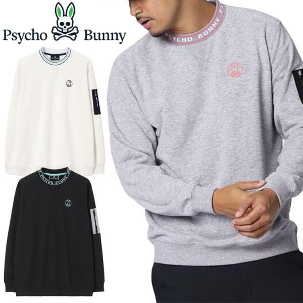 サイコバニー ゴルフ トレーナー メンズ 長袖 プルオーバー クルーネック スウェット ゴルフウェア ロゴ 無地 ブランド GF651 PSYCHO BUNNY Psycho Bunny（サイコバニー） バニーマーククルーネック スウェット