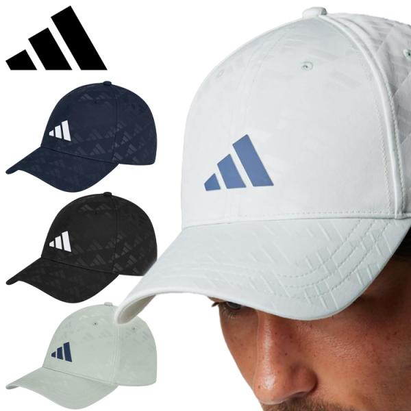 ブランドロゴを全体にデボスでデザインしたキャップ。汗をかいても素早く拡散するスウェットバンド付きで快適なプレーをサポートする。2サイズ展開。AEROREADYスウェットバンド■素材：ポリエステル97% ポリウレタン3%■サイズ：OSFW(5...