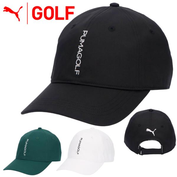 フロントに「PUMAGOLF」バーティカルロゴ刺繍。バックに「CAT」刺繍、後ろくりに「PUMAGOLF」ロゴ入りライン。バックベルトはゴム付きベルクロアジャスター。ポリエステル100%OSFA (56-59cm)