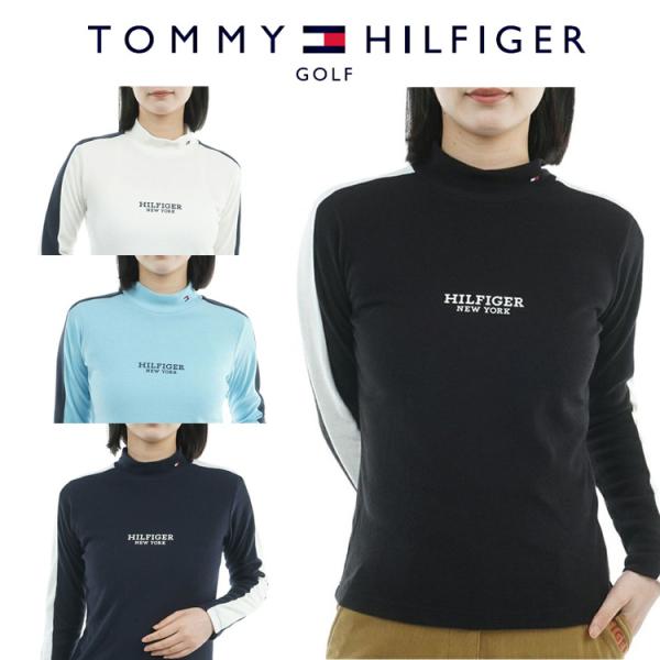 トミーヒルフィガーゴルフ 長袖ライン モックネックシャツ レディース 2025秋冬 ゴルフウェア THLA583 TOMMY HILFIGER（トミー・ヒルフィガー） トミーヒルフィガーゴルフ