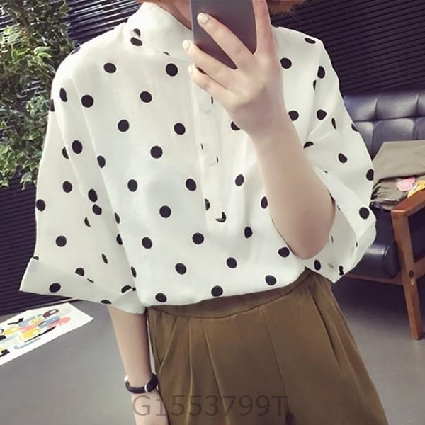 ドット柄シャツ五分袖レディーストップス春夏ブラウスとろみ大人きれいめカジュアルファッション白ホワイト春服夏服ドット水玉 Buyee Buyee Japanese Proxy Service Buy From Japan Bot Online