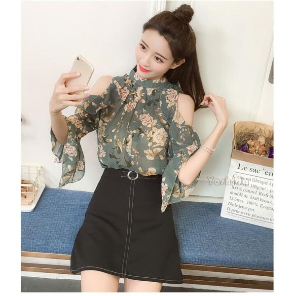 シフォン ブラウス 半袖 オフショルダー レディース 肩出し 花柄 Tシャツ 女性用 薄手 トップス 夏物 ゆったり シャツ ベルスリーブ Buyee 日本代购平台 产品购物网站大全 Buyee一站式代购 Bot Online