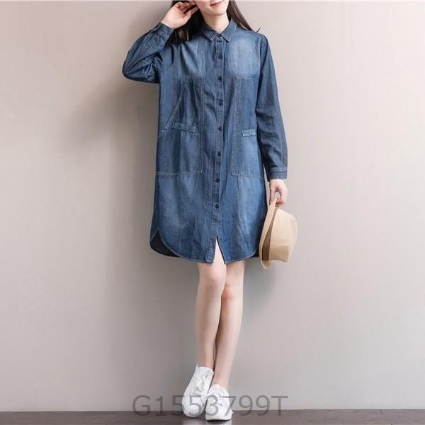 シャツワンピースダンガリーシャツ秋冬デニム長袖ショート丈ワンピースレディースg G1553 J ヨシモンショップ 通販 Yahoo ショッピング