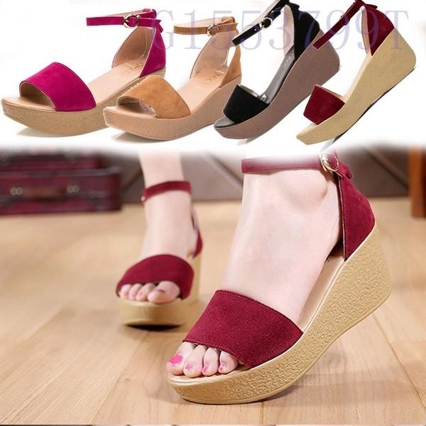 サンダルウェッジソールレディース厚底スエードヒール5cmアンクルストラップ21 26 5cm大きいサイズ小さいサイズブラックホワイト G1553 Lx021 ヨシモンショップ 通販 Yahoo ショッピング