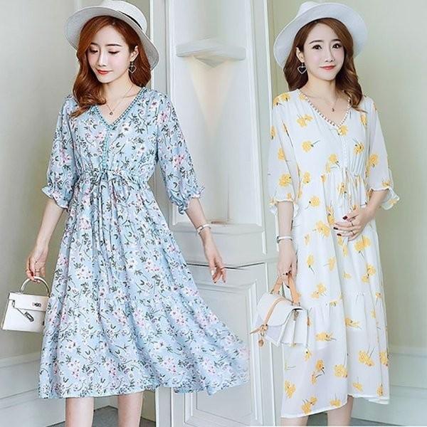 妊婦服 授乳服マタニティウエアマタニティ夏服産前産後ワンピースvネック5分袖花柄ワンピース通気性良いゆったりママ大きいサイズお出かけ Gt Cbrjw5 ヨシモンショップ 通販 Yahoo ショッピング