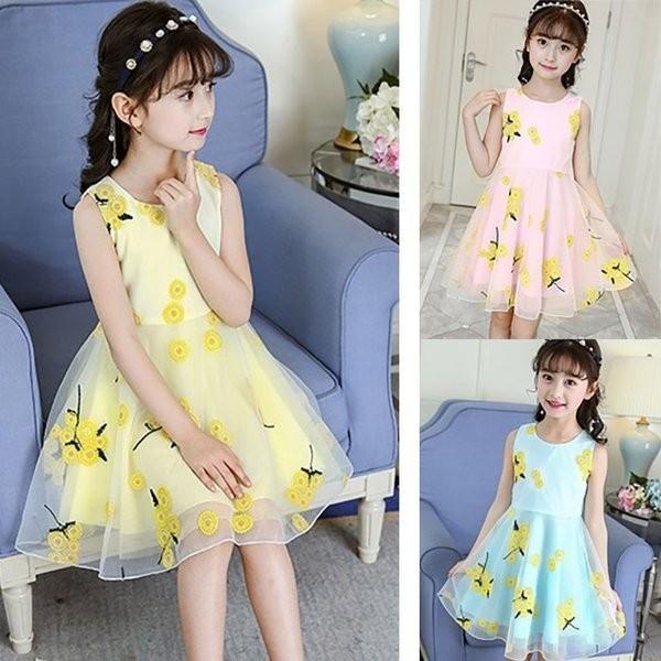 子供女の子ノースリーブチュールワンピースひまわり柄ワンピース子ども夏袖なし花柄ワンピースキッズジュニア七五三発表会卒園式入学式 Gt Qtjkl731 ヨシモンショップ 通販 Yahoo ショッピング