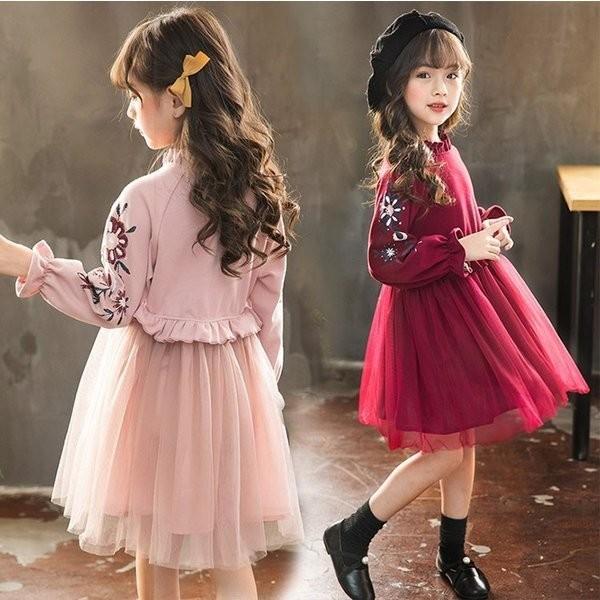 子供服女の子秋冬長袖チュールワンピース花柄ワンピースキッズ可愛い発表会 卒園式 入学式 パーティワンピース Gt Rfvpc516 ヨシモンショップ 通販 Yahoo ショッピング