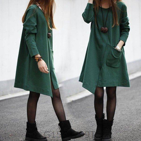超アシンメトリーワンピース秋冬おしゃれレディース長袖膝丈カジュアルファッションワンピ秋服冬服大人可愛いかわいい黒緑 Gt ヨシモンショップ 通販 Yahoo ショッピング