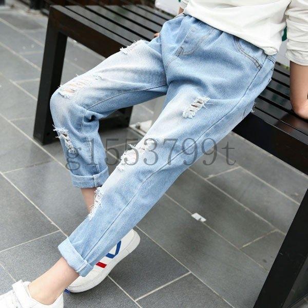夏韓国子供服おしゃれ女の子デニムダメージジーンズシンプルパンツ子供学生レジャーデニムロングパンツジーパンジーンズキッズボトムス Gt15 7e6124af ヨシモンショップ 通販 Yahoo ショッピング