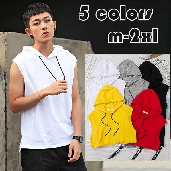 綿タンクトップパーカーメンズフード付きトップスランニングウェア夏パーカー袖なしファッショントップス19カジュアル夏夏物 Gt15 Vmkhn840 ヨシモンショップ 通販 Yahoo ショッピング